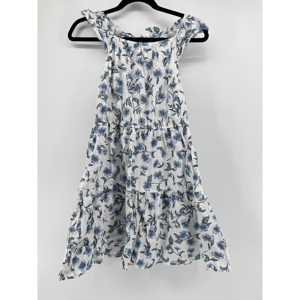Crewcuts J.Crew Girls Blue White Floral Tiered Tie Back Dress Size 14‎